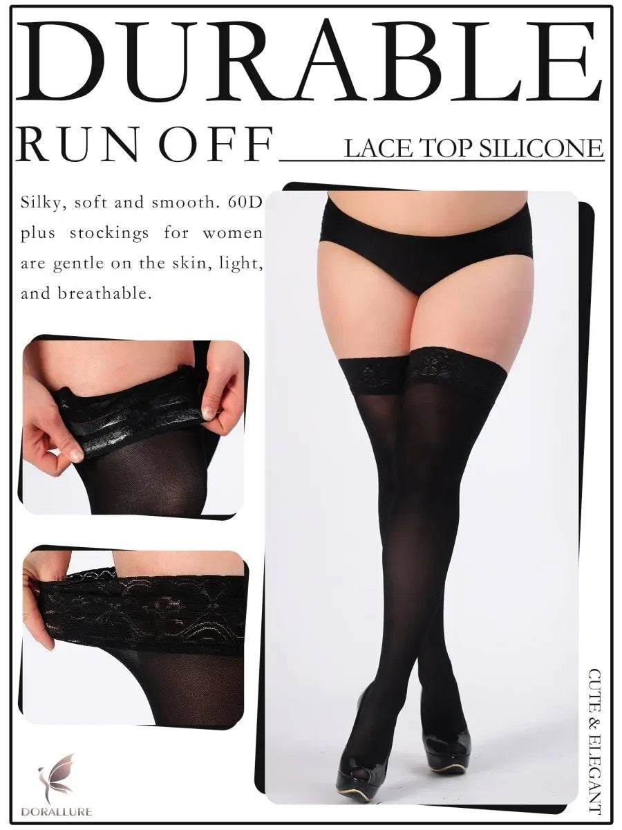 Plus Size Thigh High Stockings Silky Pantyhose - Love Salve